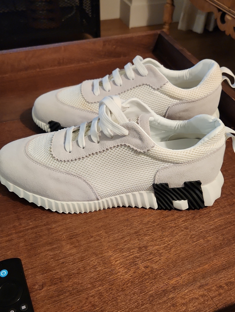 Hermes White and Black Men's Sneakers